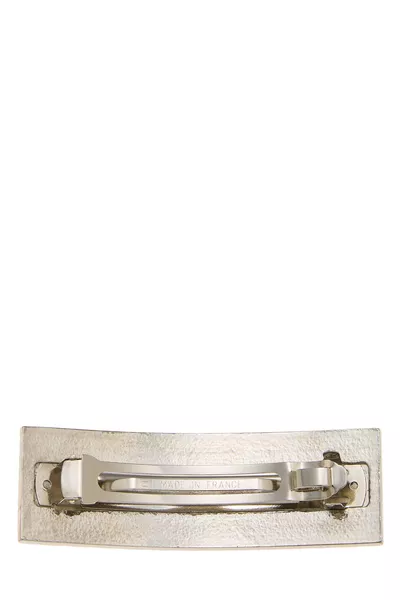 Silver 'CC' Barrette, , large