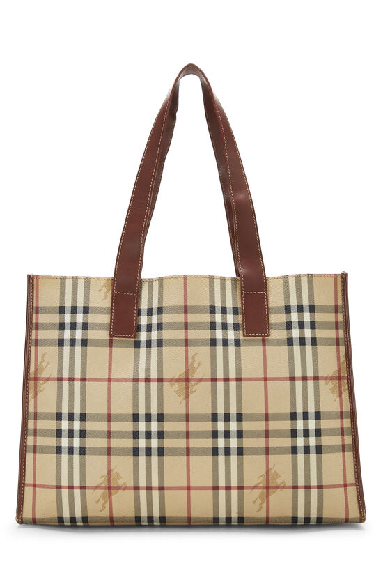 Brown Haymarket Check Coated Canvas Tote Large, , large image number 3