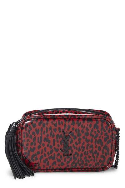 Red Leopard Printed Patent Leather Lou Camera Bag Mini