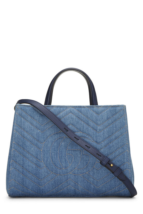 Blue Denim GG Marmont Top Handle Bag Small, , large image number 3