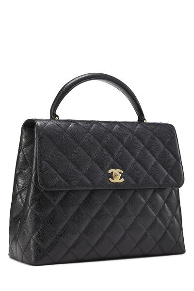 Black Quilted Caviar Kelly, , large