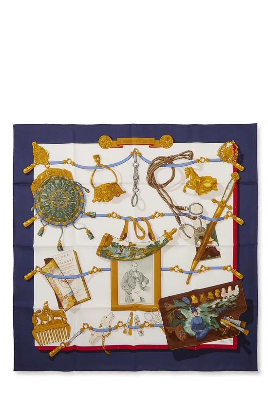 Blue & Multicolor 'Memoire d'Hermes' Silk Scarf 90, , large image number 0