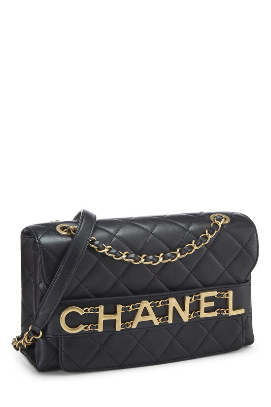 Chanel Logo Enchained Flap Bag Black Calfskin Gold Hardware – Coco