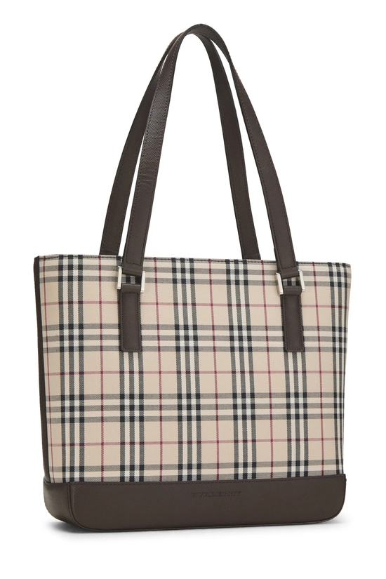 Brown House Check Jacquard Zip Tote Bag Small, , large image number 1