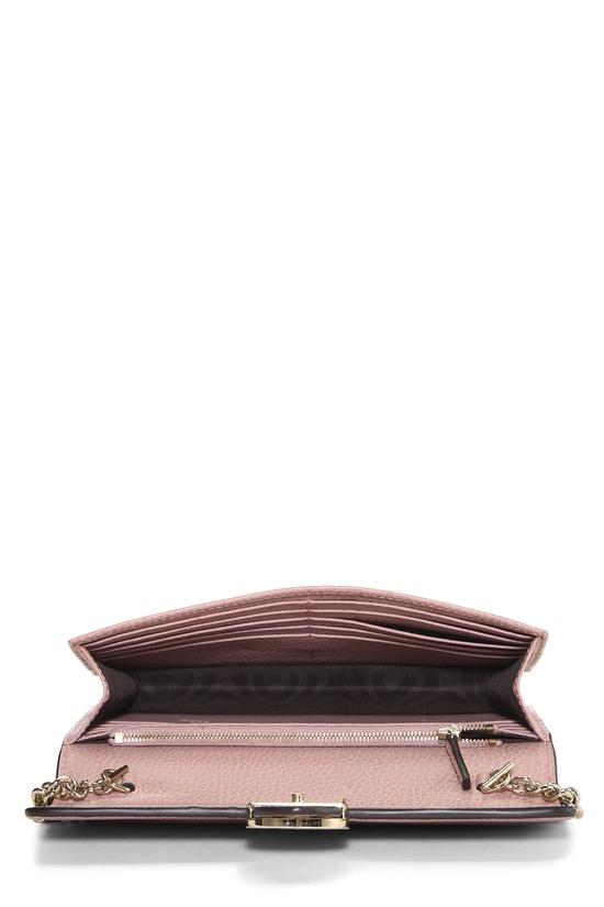 Pink Leather Interlocking Wallet On Chain (WOC) Small, , large image number 5