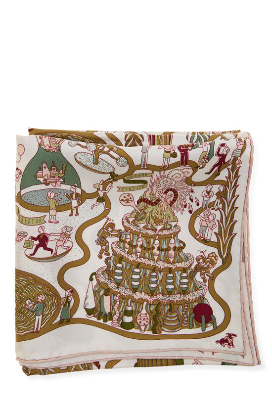 Pink & Multicolor 'Exposition Universelle' Silk Scarf 90, , large image number 1