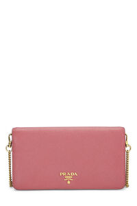 Prada Saffiano Leather Wallet w Card Case GHW Peony Pink Purse WOC w Tag  $975
