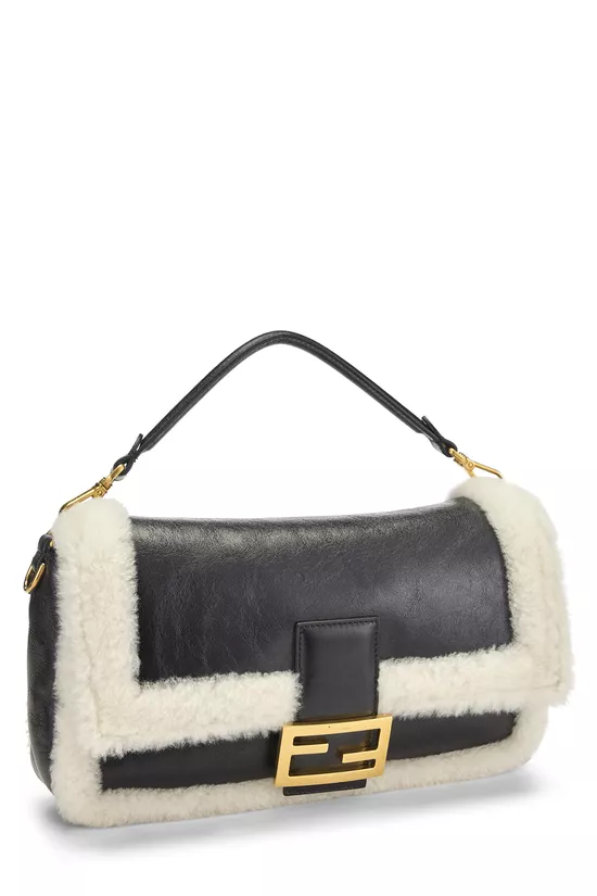 Black Shearling Convertible Baguette Medium, , large image number 1