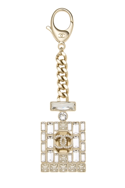 Gold Crystal 'CC' Perfume Bottle Bag Charm