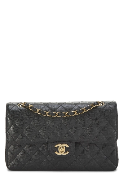 Chanel Black Quilted Caviar Classic Double Flap Small