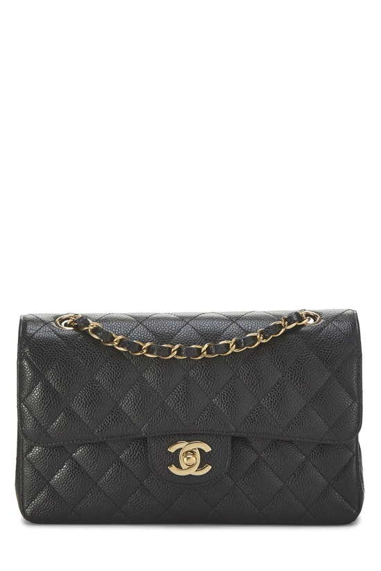 Black Quilted Caviar Classic Double Flap Small, , large image number 0