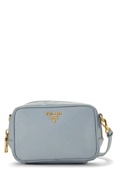 Blue Saffiano Leather Camera Bag Mini
