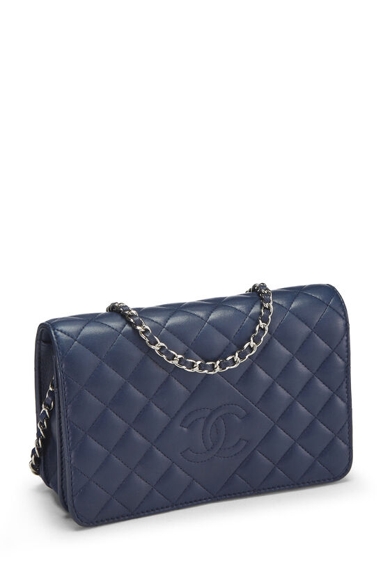 Navy Quilted Lambskin CC Diamond Wallet on Chain (WOC), , large image number 3