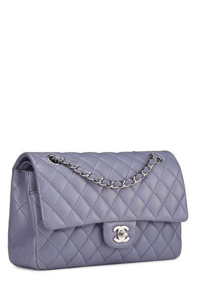 Lavender Quilted Lambskin Classic Double Flap Medium , , large