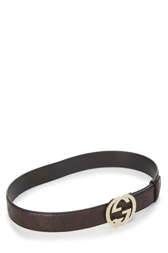 Brown Guccissima Leather Interlocking Belt, , large image number 1