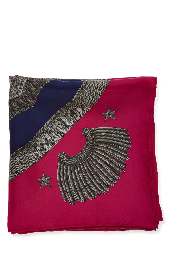 Pink & Multicolor 'Poste et Cavalerie' Silk Scarf 90, , large image number 1
