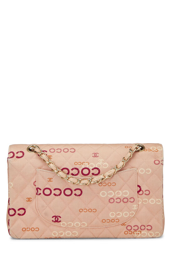 Chanel Pink Quilted Canvas Coco Classic Double Flap Medium