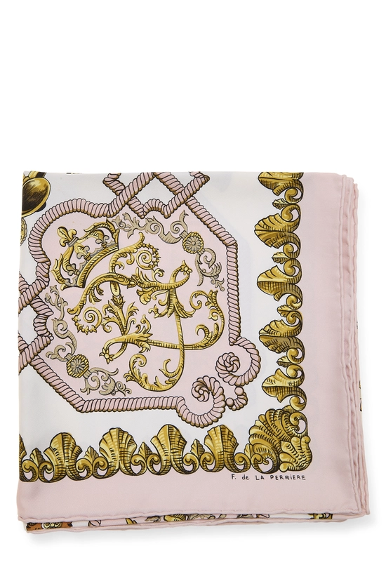 Pink & Multicolor 'Ludovicus Magnus' Silk Scarf 90, , large image number 1