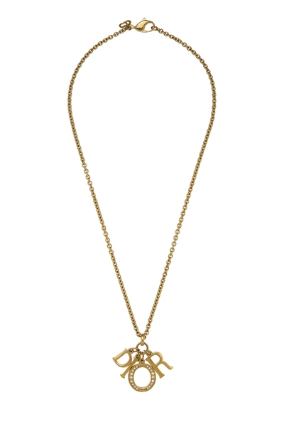 Gold Crystal Logo Necklace