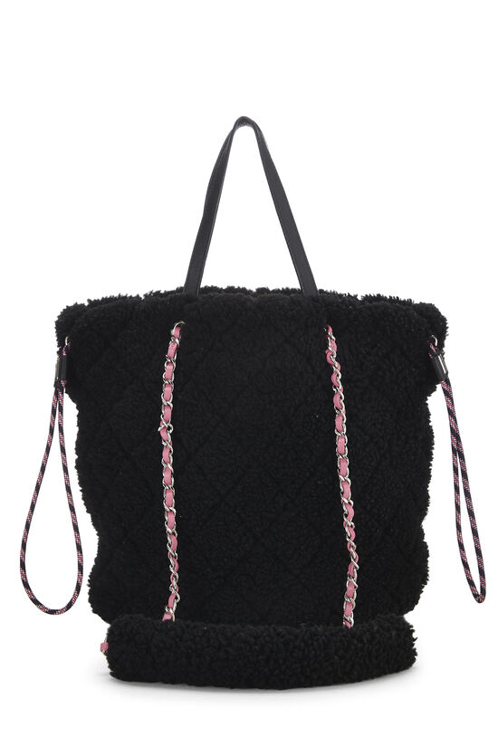 Black Shearling 'Coco Neige' Tote, , large image number 3