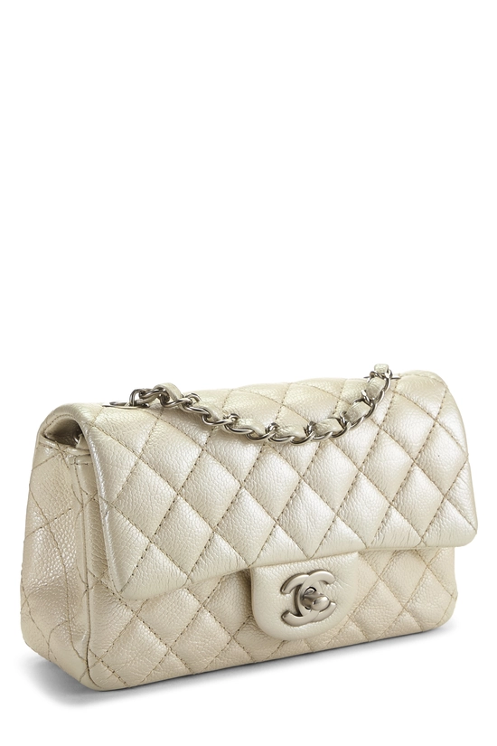 Cream Quilted Caviar Rectangular Flap Mini, , large image number 1