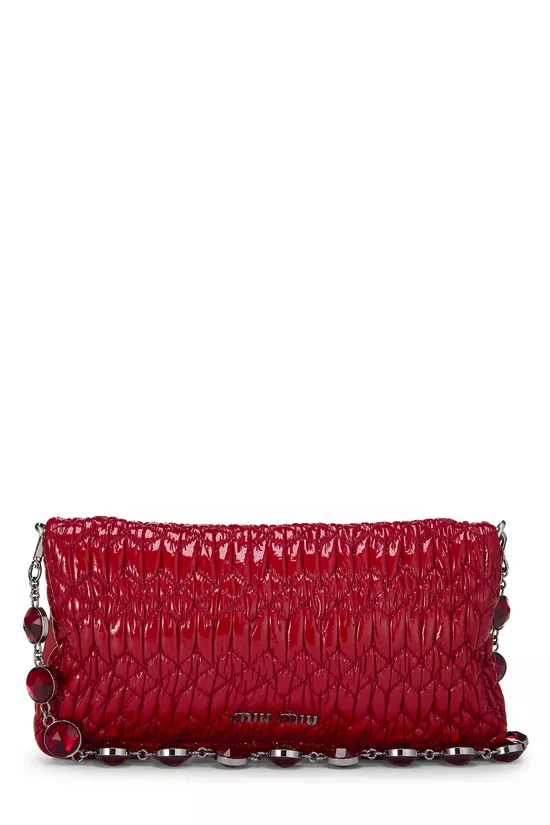 Red Nappa Crystal Flap Shoulder Bag, , large image number 3