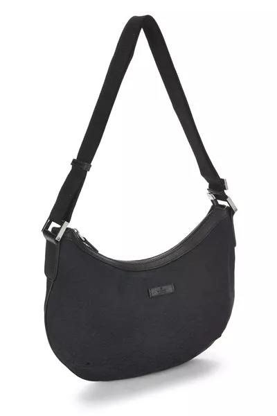 Black GG Canvas Round Web Messenger, , large