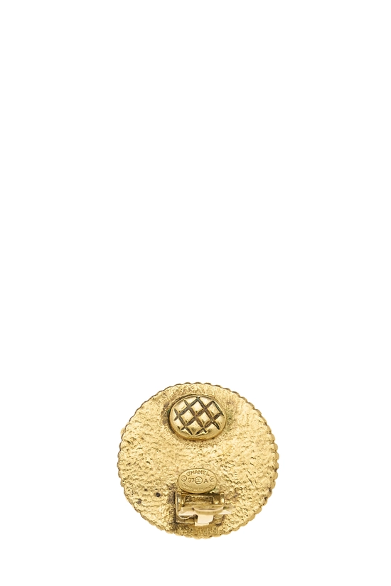 Gold 'CC' Round Earrings, , large image number 2