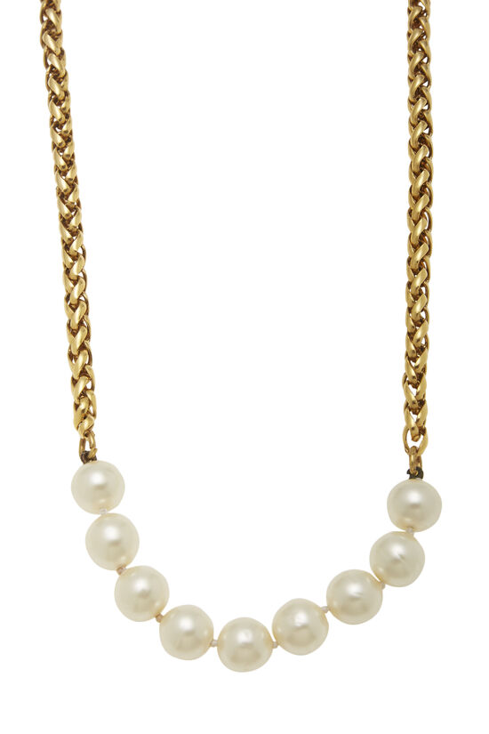 Gold & Faux Pearl Necklace, , large image number 1