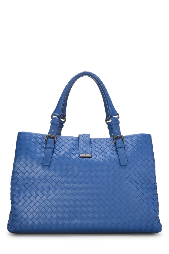 Blue Intrecciato Roma Tote Medium, , large image number 3