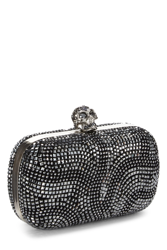 Black Embellished Skull Box Clutch, , large image number 1