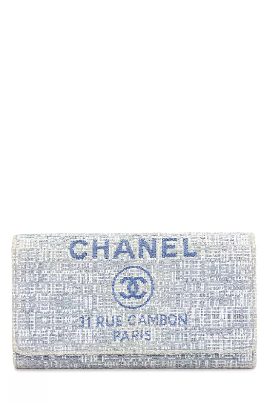 Blue Tweed Deauville Wallet, , large image number 0