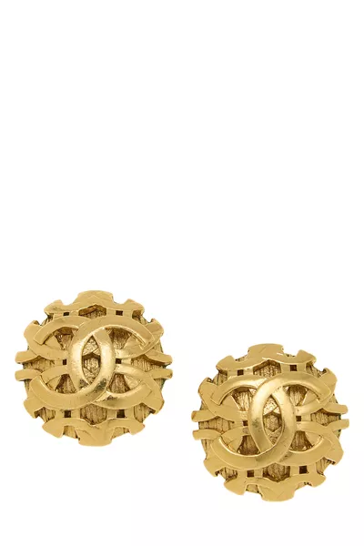 Gold 'CC' Round Earrings