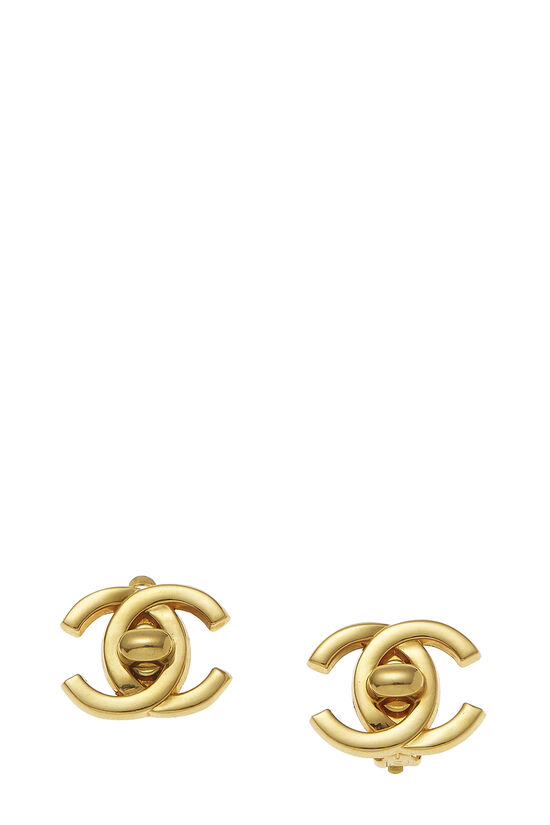 Chanel Gold 'CC' Turnlock Earrings Medium Q6J0LE17D7300