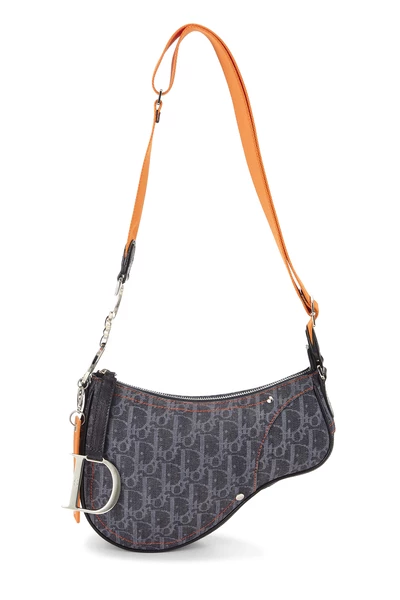 Christian Dior Blue Trotter Denim Flight Saddle Crossbody