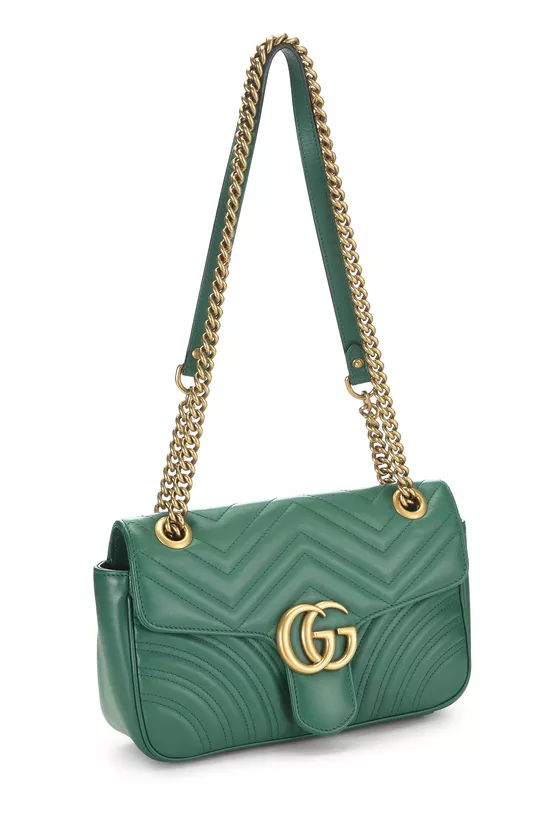 Green Leather GG Marmont Shoulder Bag Small, , large image number 1