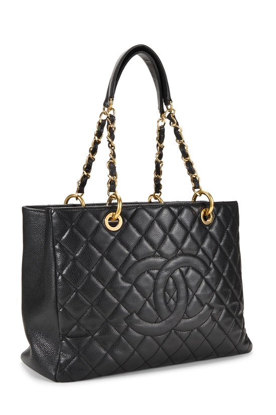 Black Quilted Caviar Grand Shopping Tote (GST), , large image number 1