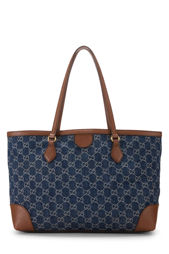 Navy GG Denim Ophidia Tote Medium, , large image number 3