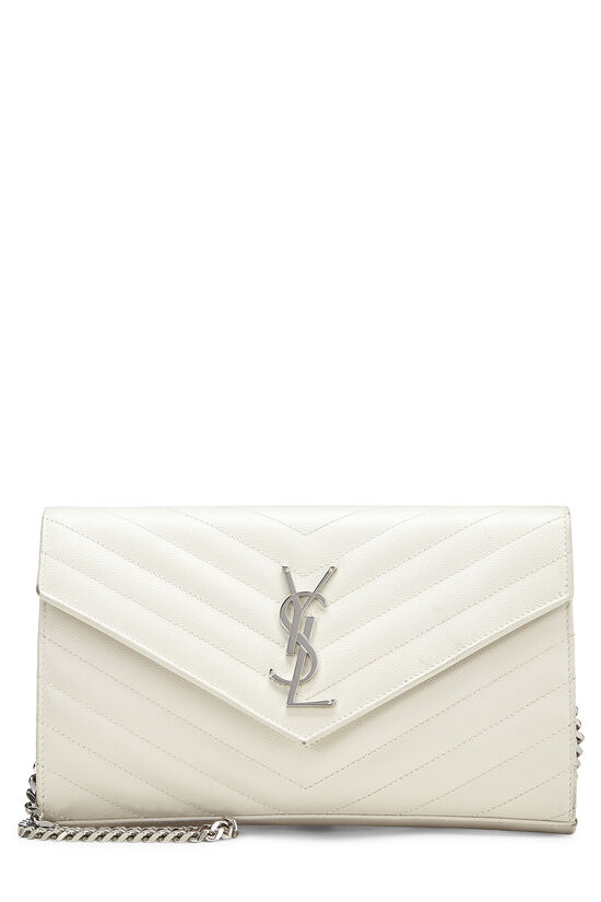 White Chevron Grainy Leather Monogram Wallet On Chain (WOC), , large image number 0