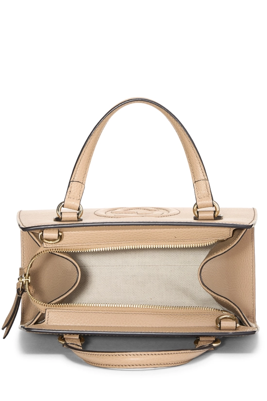 Beige Grained Leather Soho Handbag, , large image number 5