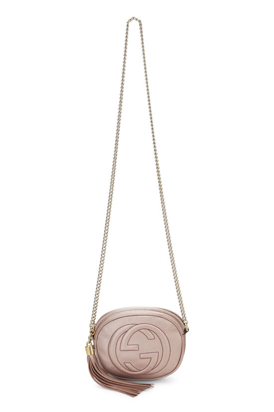 Pink Metallic Grained Leather Soho Round Chain Mini, , large image number 1