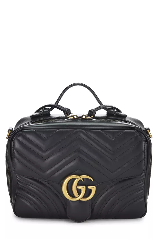Black Leather GG Marmont Top Handle Shoulder Bag Small, , large image number 0