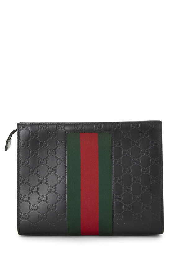 Black Guccissima Leather Web Pouch, , large image number 2