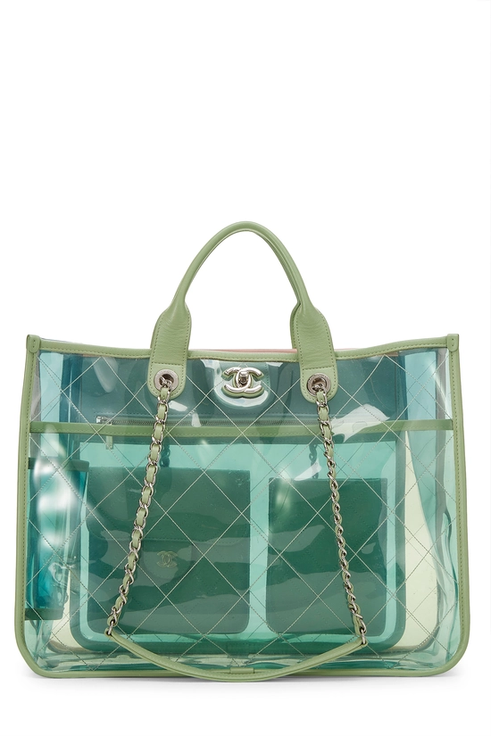 Multicolor Quilted Vinyl Coco Splash Shopping Tote Medium, , large image number 0