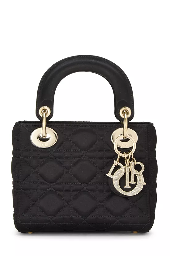 Black Cannage Satin Lady Dior Mini, , large image number 0