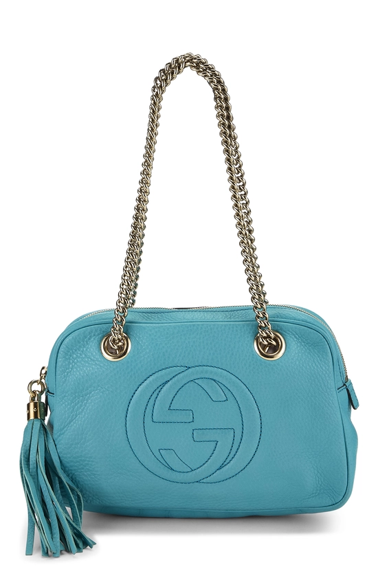 Blue Leather Soho Chain Shoulder Bag, , large image number 0