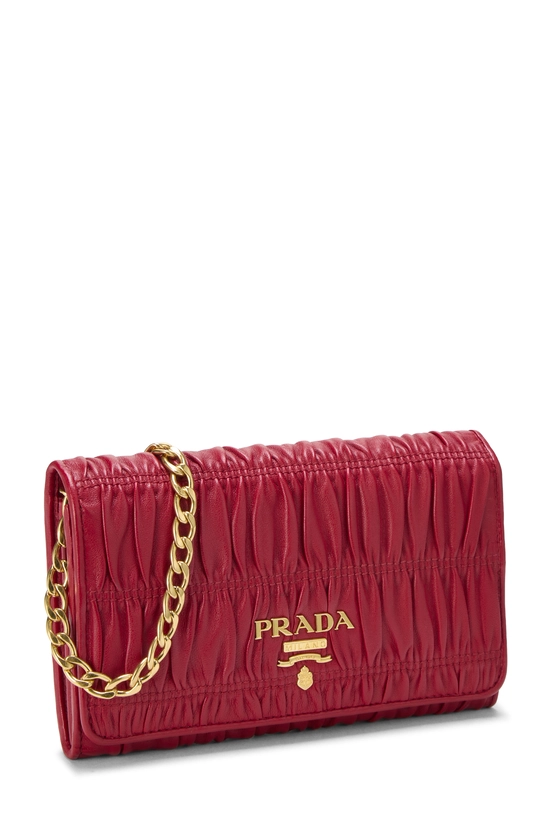 Red Nappa Gaufre Wallet On Chain (WOC), , large image number 1