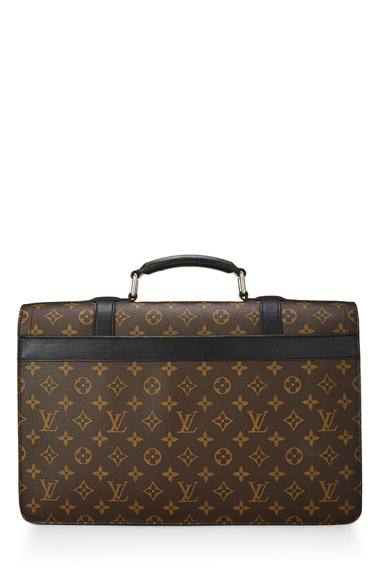 Louis Vuitton Monogram Macassar Briefcase Bag Brown Black
