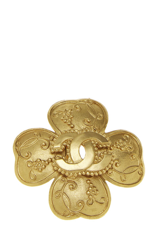 Gold Filigree 'CC' Clover Pin, , large image number 0