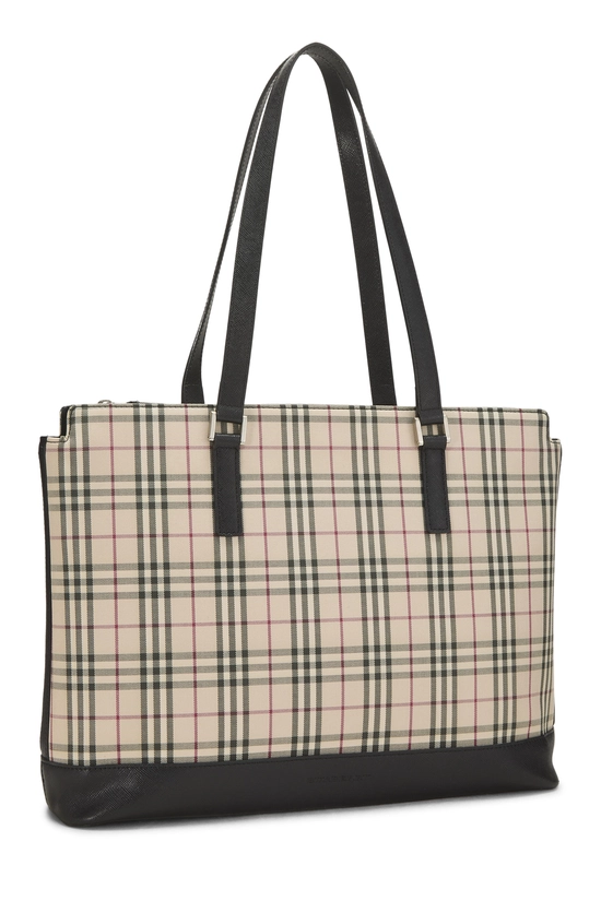 Black Check Jacquard Zip Tote Medium, , large image number 1
